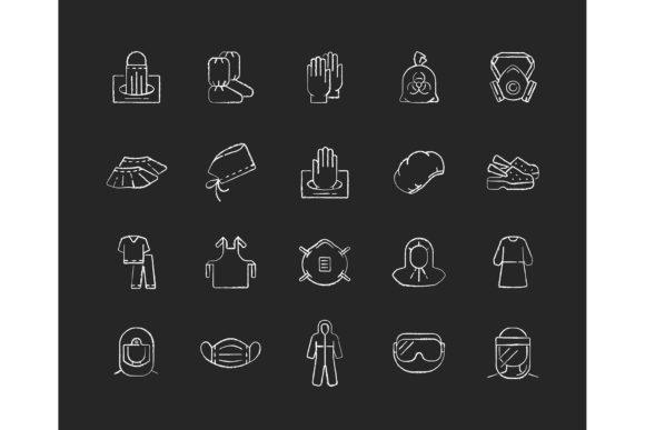 Review: Medical PPE Chalk White Icons Set